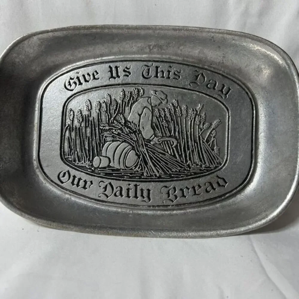 Wilton Columbia Bread Tray Plate Metalware Pewter‎ Give Us This Daily Bread